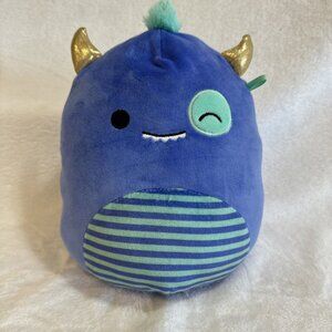 Squishmallows 8 inch Rinz the Monster‎ Blue Stripes Horns